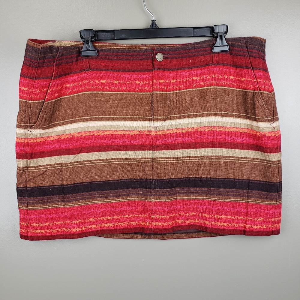 Old Navy Womens Basket Weave Mini Skirt Red Striped Size 14 2015 Pockets Lined